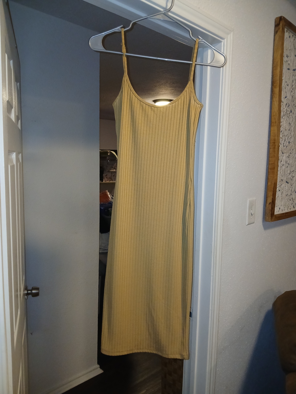 Absolutely Love It NWT Ribbed Midi Slip Dress in Tan